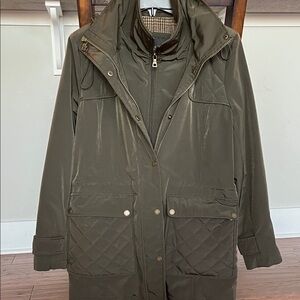 London Fog Olive Utility Jacket with Quilted Design